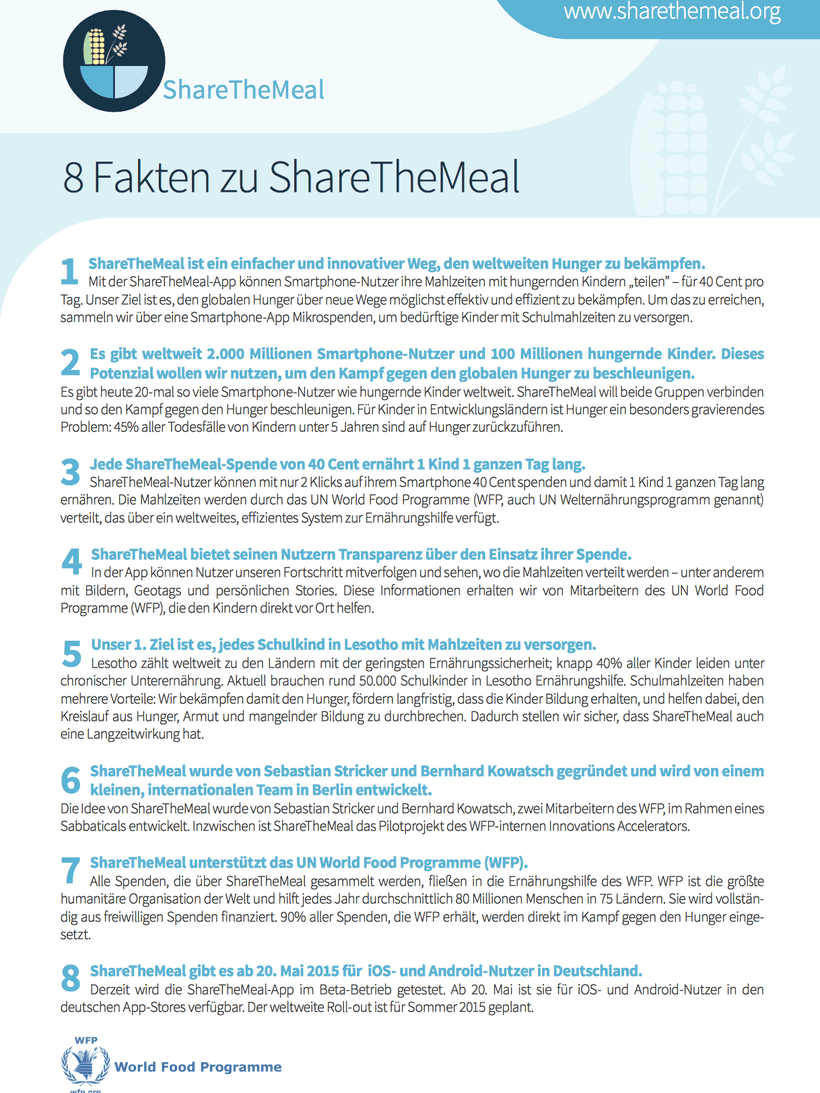image 2 1 | Vor einigen Wochen wurden wir von Miriam, einer Mitarbeiterin des "United Nations World Food Programme" angeschrieben. Sie berichtete darüber, dass eine neue App in Planung sei, die einen großen Anteil daran haben könnte, den Hunger in den verschiedenen Regionen der Welt, in denen Menschen tagtäglich hungern müssen, zu lindern oder bestenfalls zu beseitigen.