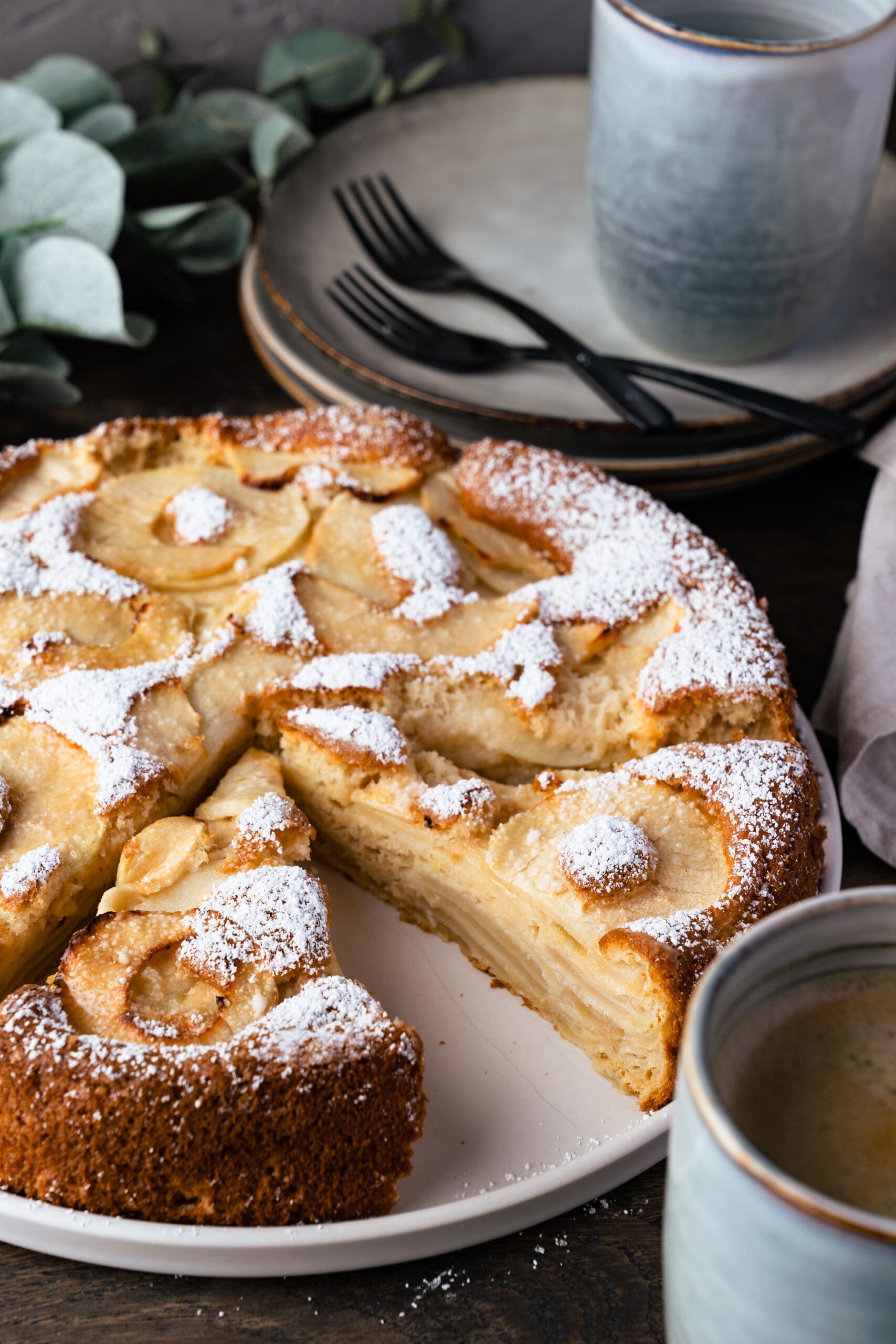 Gesunder Apfelkuchen ohne Butter, saftig und mit wenig Zucker
