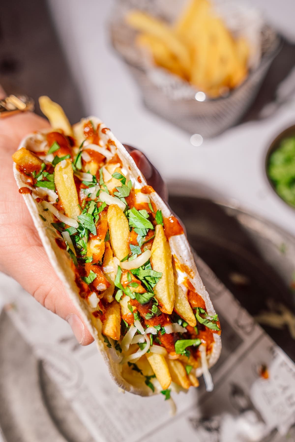 Taco-Poutine | Fusion-Food Fix auf dem Tisch 4 Rezept für Taco-Poutine. Ein Mix von 2 Gerichten. Mexikanische Tacos und die kanadische Poutine. Und müssen sagen, es ist der absolute Knaller!